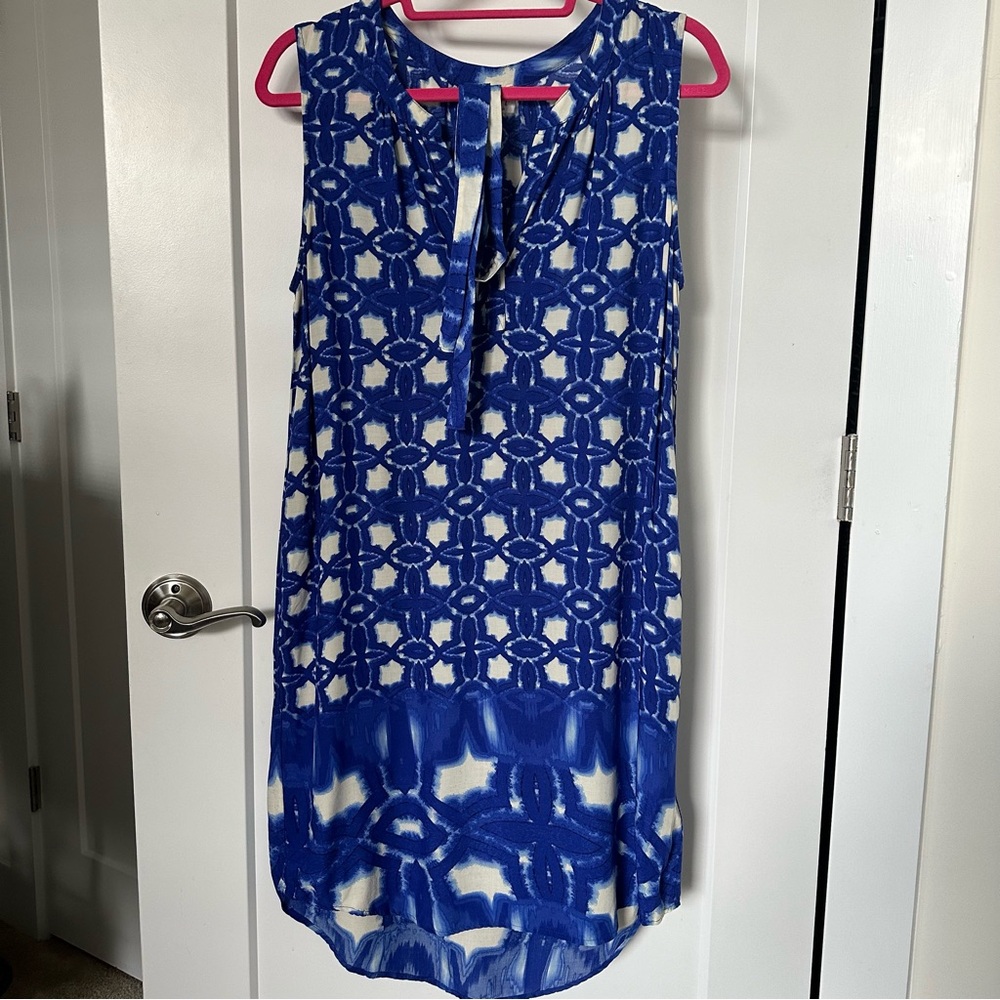 ANTHROPOLOGIE Knit Dress Tunic Blue White Tie-Dye NEW